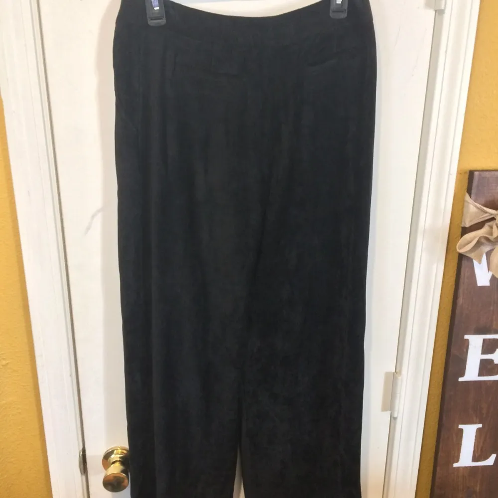 Saunder women's size 0 shaggy soft baggy, tall fit textured slouch trouser pants Black - Image 5