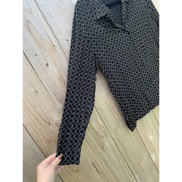 Josephine Chaus Button Down Shirt Black Circle Long Sleeve Top Womens‎ 14 - Image 3