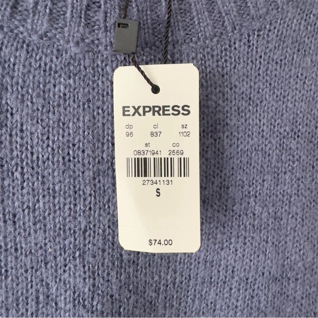 Express Cozy Blue Sweater Long Sleeve Cuffs Crew Neck Solid Fall Winter Casual S - Image 7