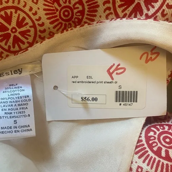NWT ESLEY RED EMBROIDERED SHEATH DRESS‎ - Image 9