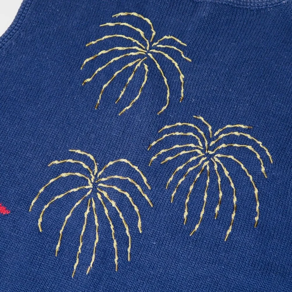 Vintage Y2K Northern Isles 4th of July Sweater Vest Blue Size M - Image 11