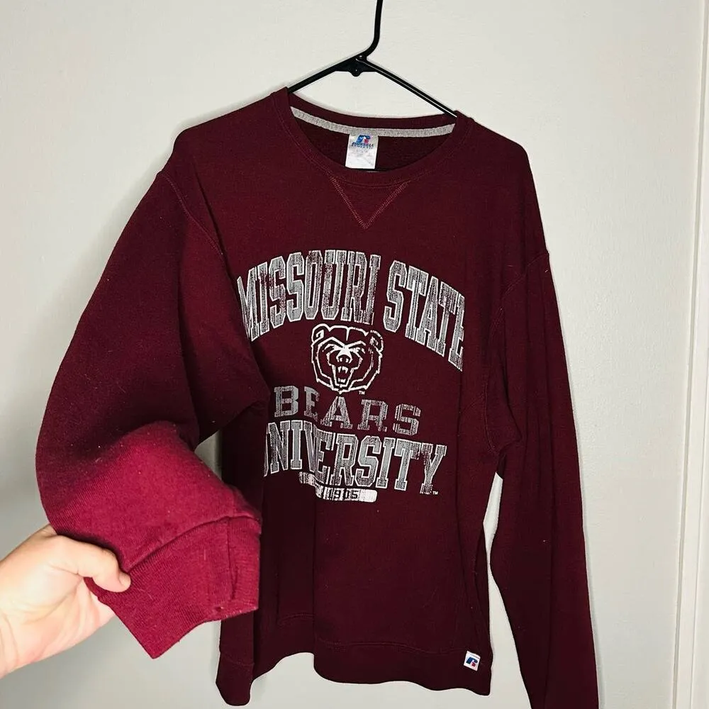 Vintage Russell Athletic Maroon Missouri State Bears Sweatshirt Size XL - Image 4