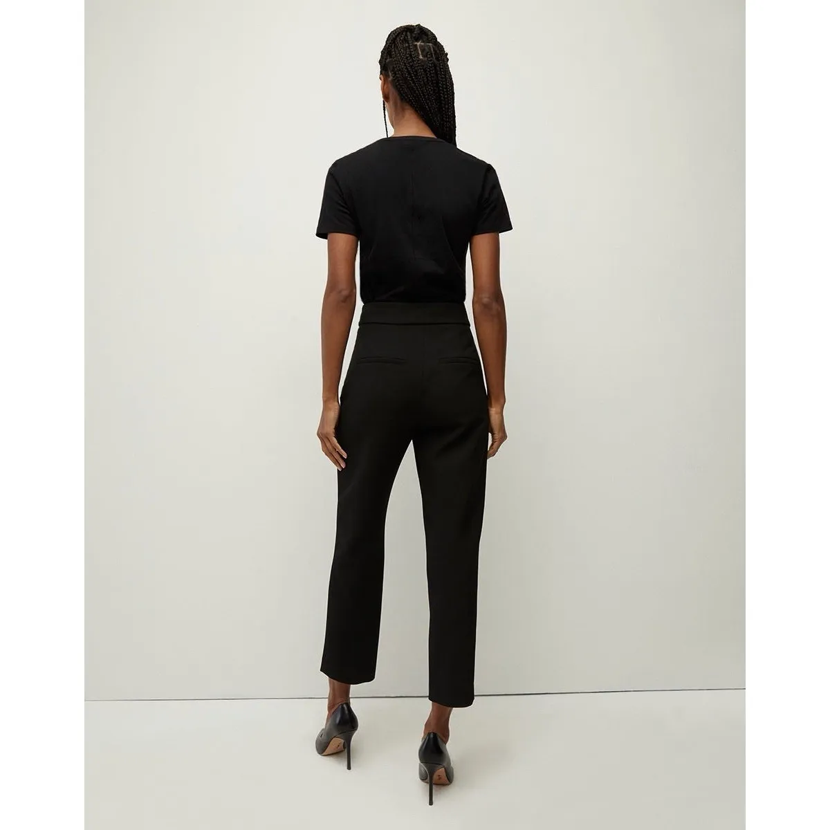 Veronica Beard Jeans Womens Cindy V-Neck T-Shirt Size L Black 100% Pima Cotton - Image 3