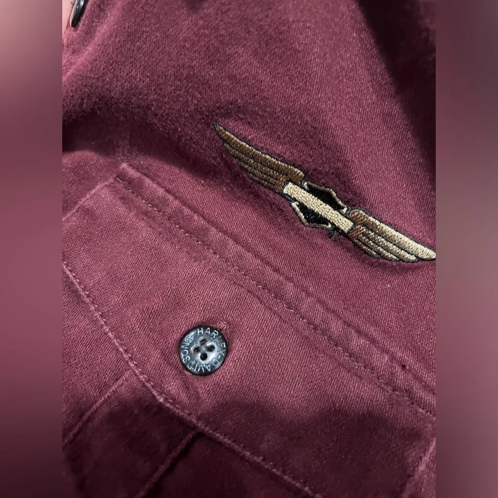 Harley Davidson Burgundy Shirt Size M Red Size M - Image 10