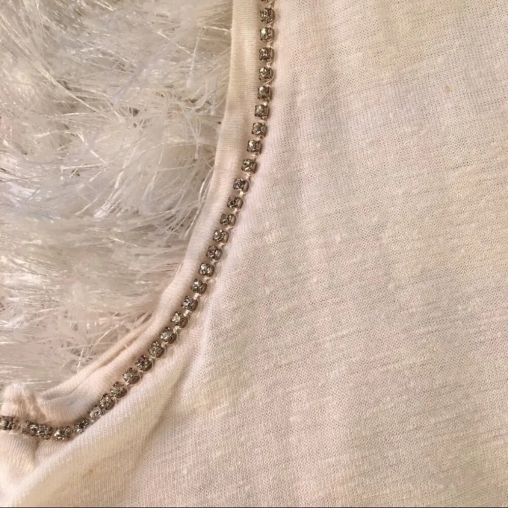 Rhinestone Chain Trimmed Tank Cream Medium - Image 9