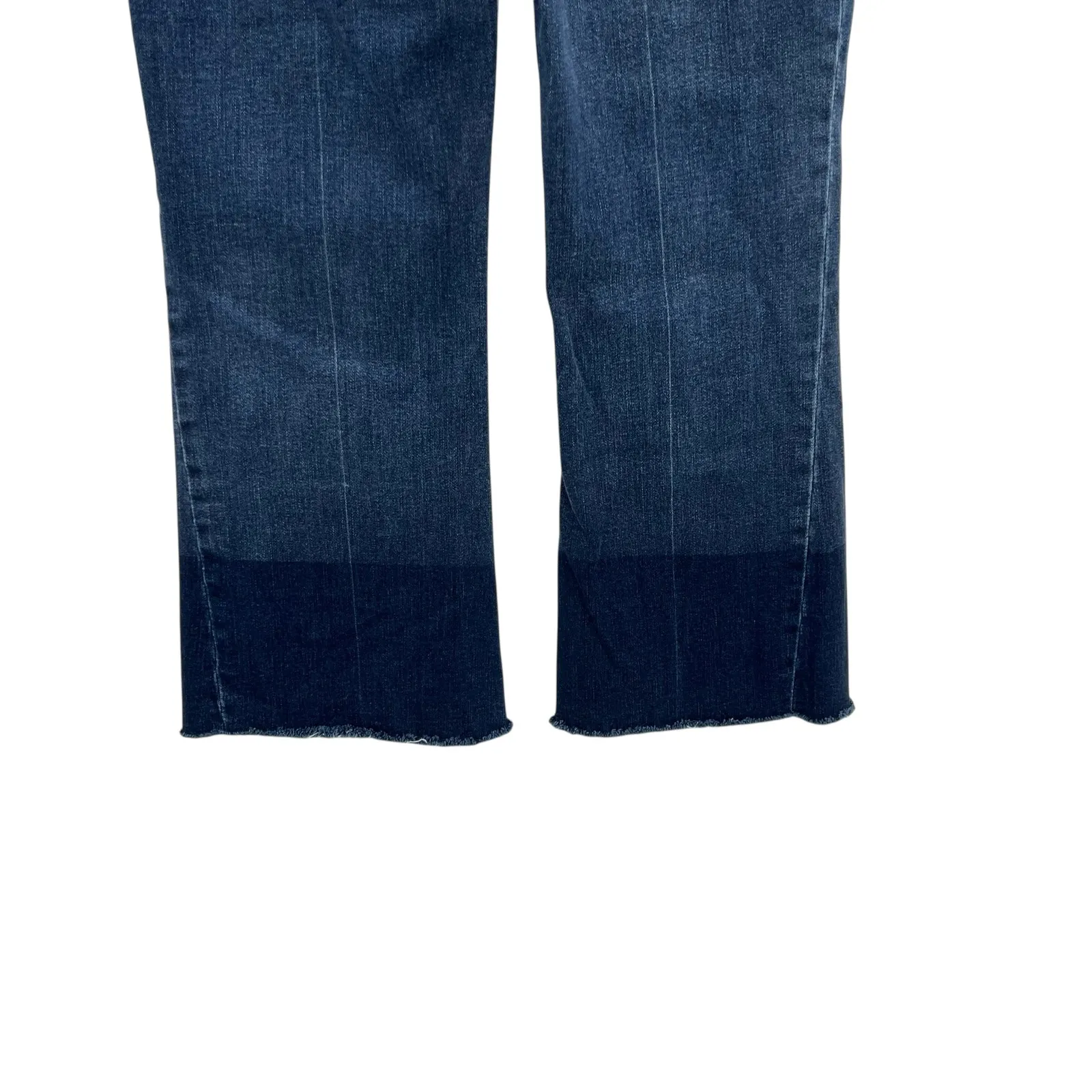 Spanx Cropped Flare Denim Jeans‎ Medium Wash Dip Dye Hem Blue Size Large - Image 10