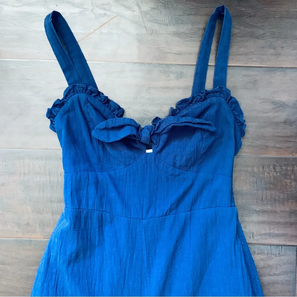 Women's LUSH Navy Wide Legged Flared Cropped Jumpsuit Romper | Size: M - Image 2