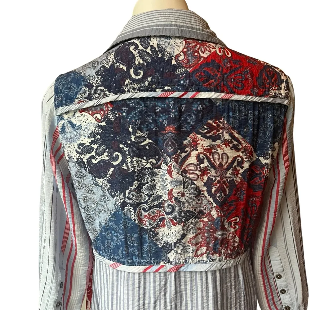 John Mark Multi Pattern Mixed Print Rayon Blend Button Down Shirt, Sz S - Image 10