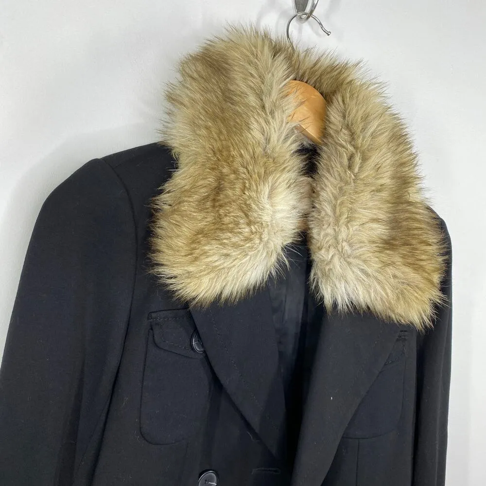 LOFT Black Faux Fur Collar Long Sleeve Cropped Jacket Women's Size XS - Image 5