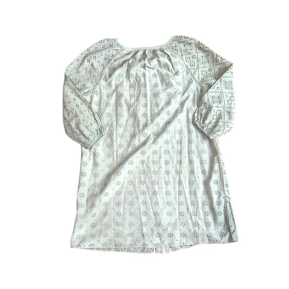 New Faherty Valencia Eyelet Organic Cotton Dress Desert Sage Green Size Medium - Image 10