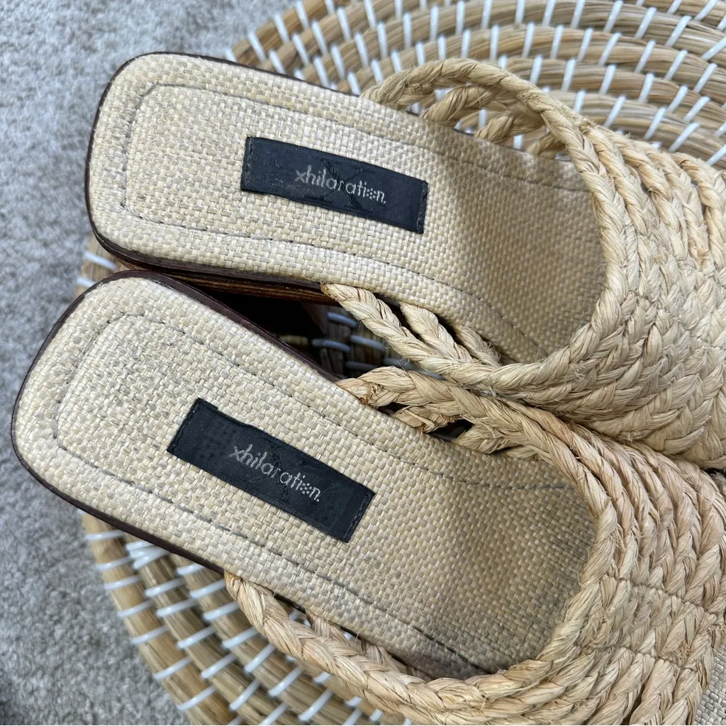 Xhilaration Women’s Vintage Y2K 90s Chunky Raffia Straw Sandals Block Heel Tan 9 - Image 13