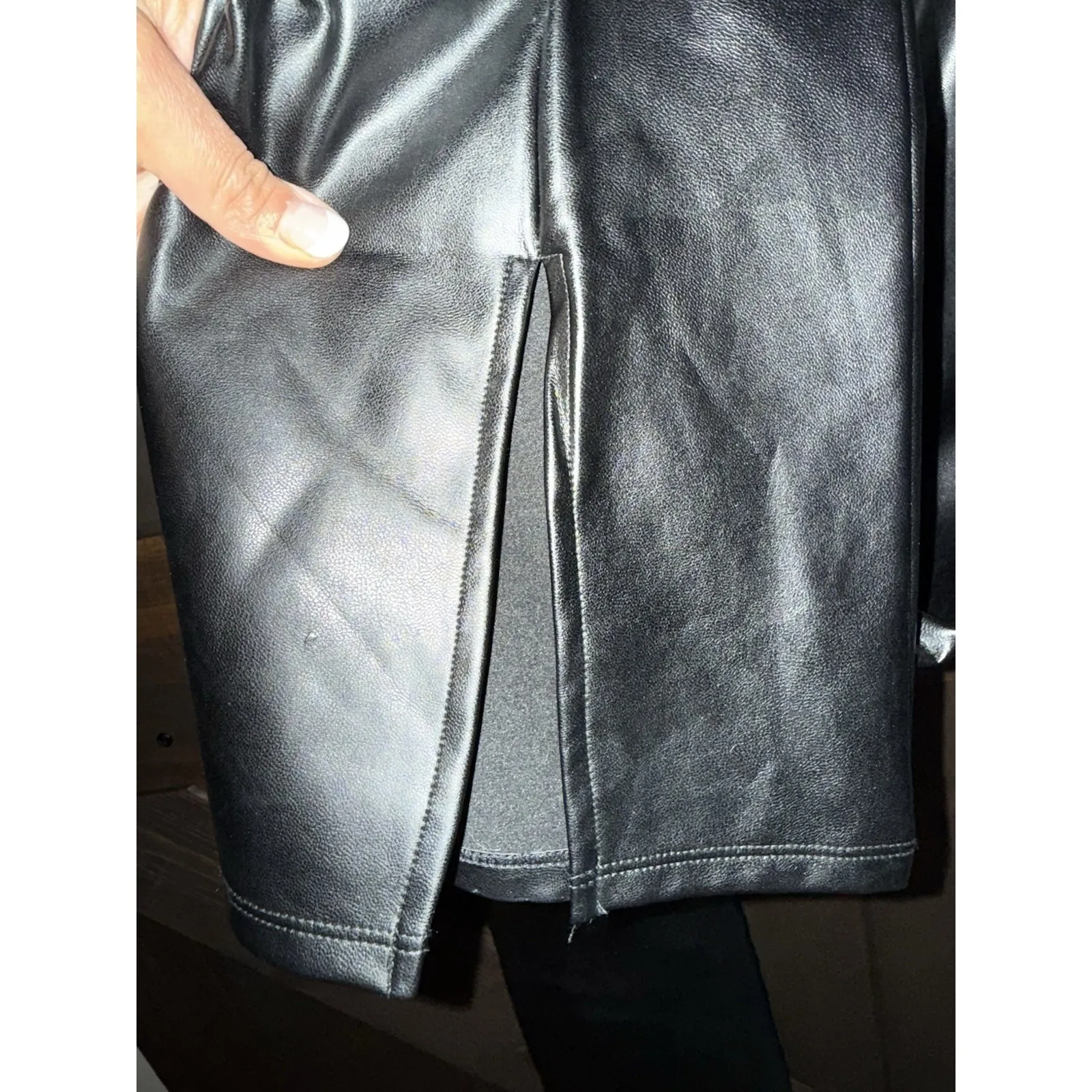 Abercrombie & Fitch‎ Vegan Leather Split Hem Flare Leggings Black Size Small S - Image 4