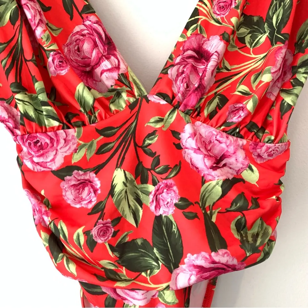 NWT ZARA Draped Floral Tropical Bodysuit Medium M - Image 8
