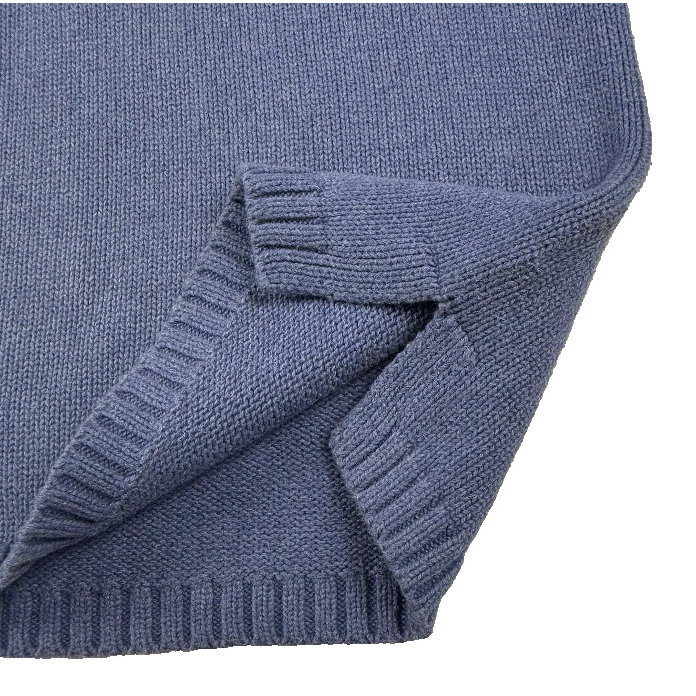 Vintage 90s Lands' End Womens Small Faded Blank Cotton Knit Sweater Blue Classic - Image 2