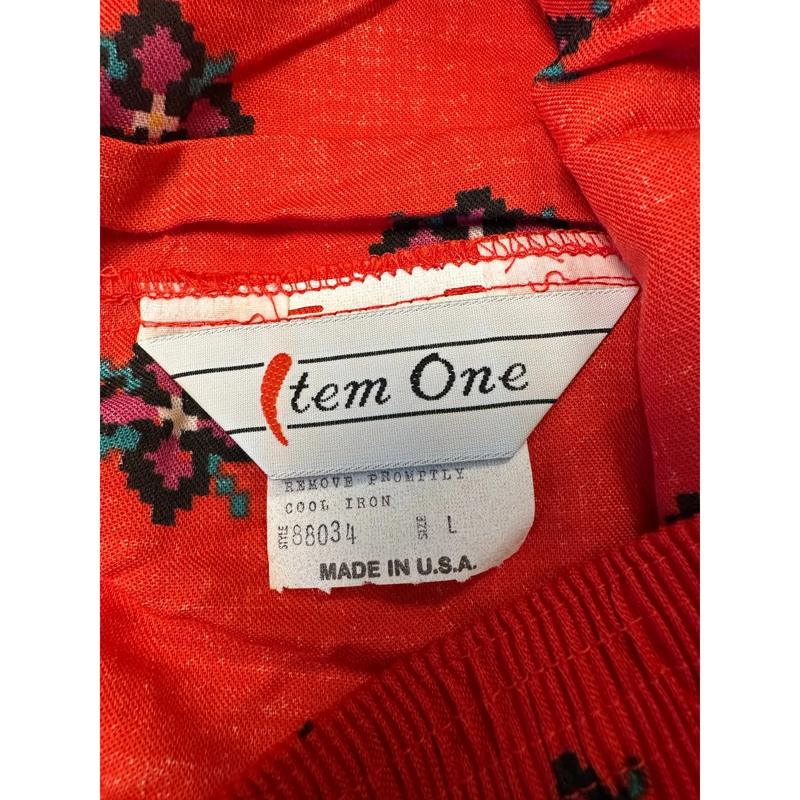 VTG Size Large Midi Geometric Indie Folk Art to Wear Western Skirt Pleated Red - Image 11