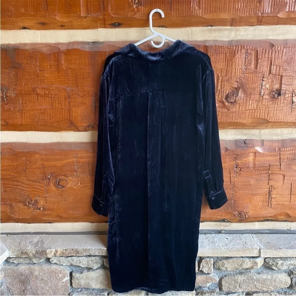 Vince Midnight Blue Velour Dress Size Small - Image 2