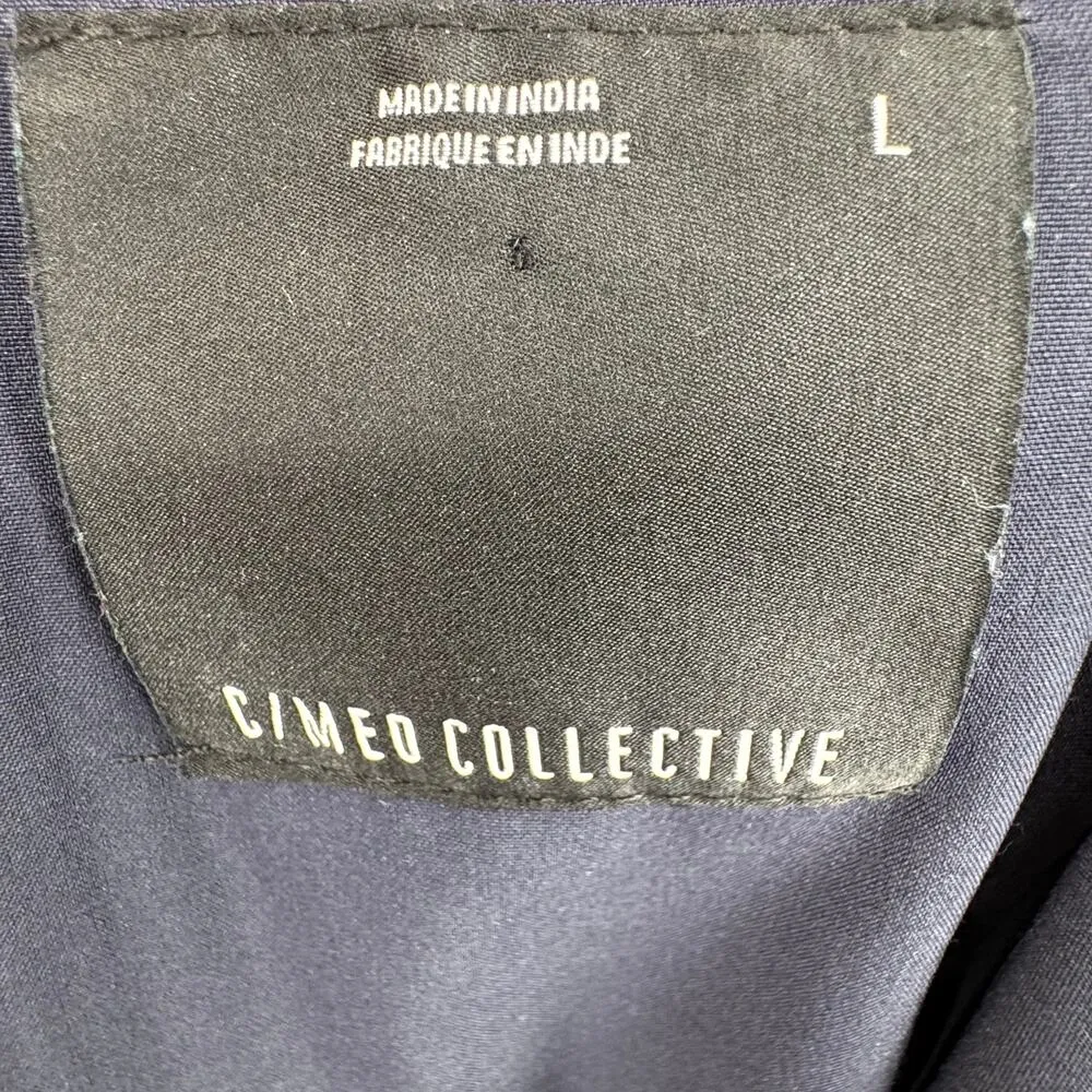 C/MEO Collective mini satin dress large bishop sleeves square neck blue floral - Image 8