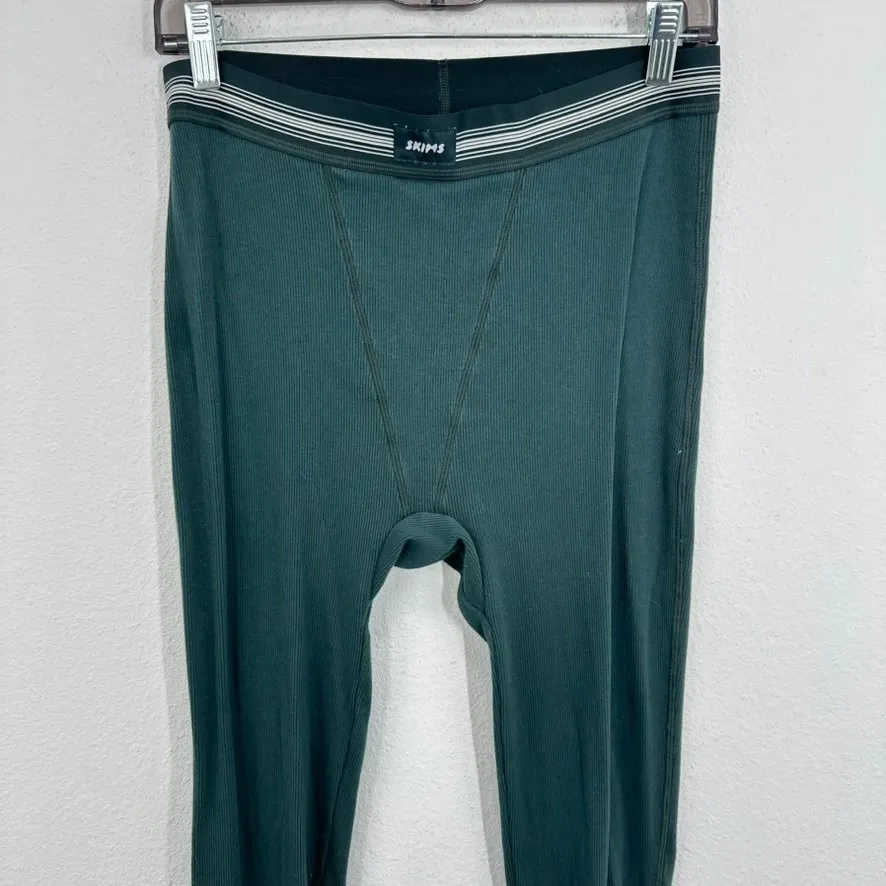 SKIMS L/G Ribbed Long Sleeve Leggings Forest Green‎ Lounge Sleep Athleisure - Image 3