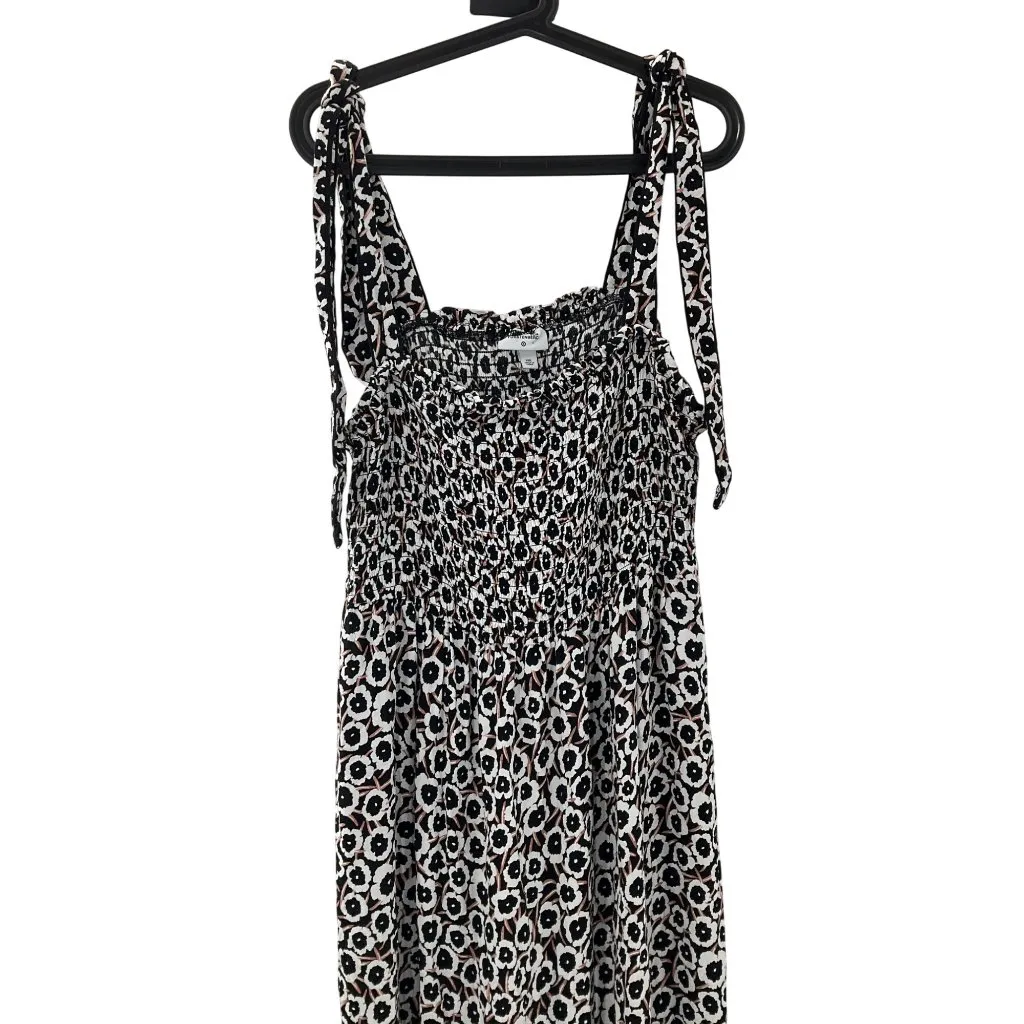 Diane Von Furstenberg Black White Floral Maxi Dress XXL Smocked Adjustable Strap - Image 6