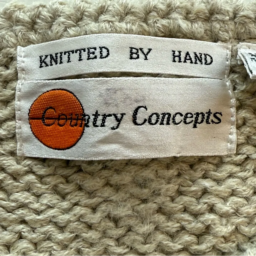 Vintage Country Concepts Womens Hand Knit Sweater Vest Medium Pastel Boho Chunky Gray - Image 4