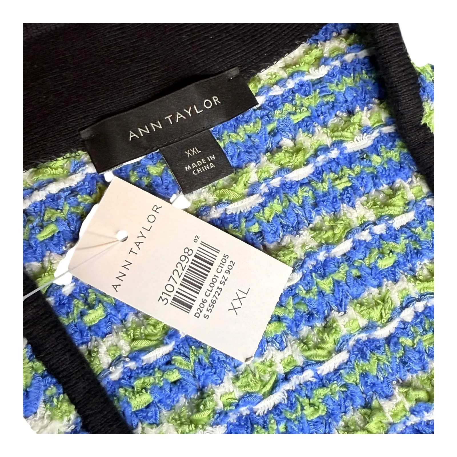 Ann Taylor Tweedy Sweater Jacket Women's XXL Button V Neck Soft Blazer Blue New - Image 5