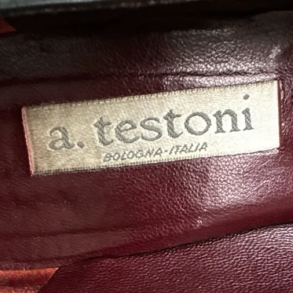 A. Testoni Made In Italy Black Leather Pumps 37.5 (US 7 7.5) Stiletto Heel - Image 2