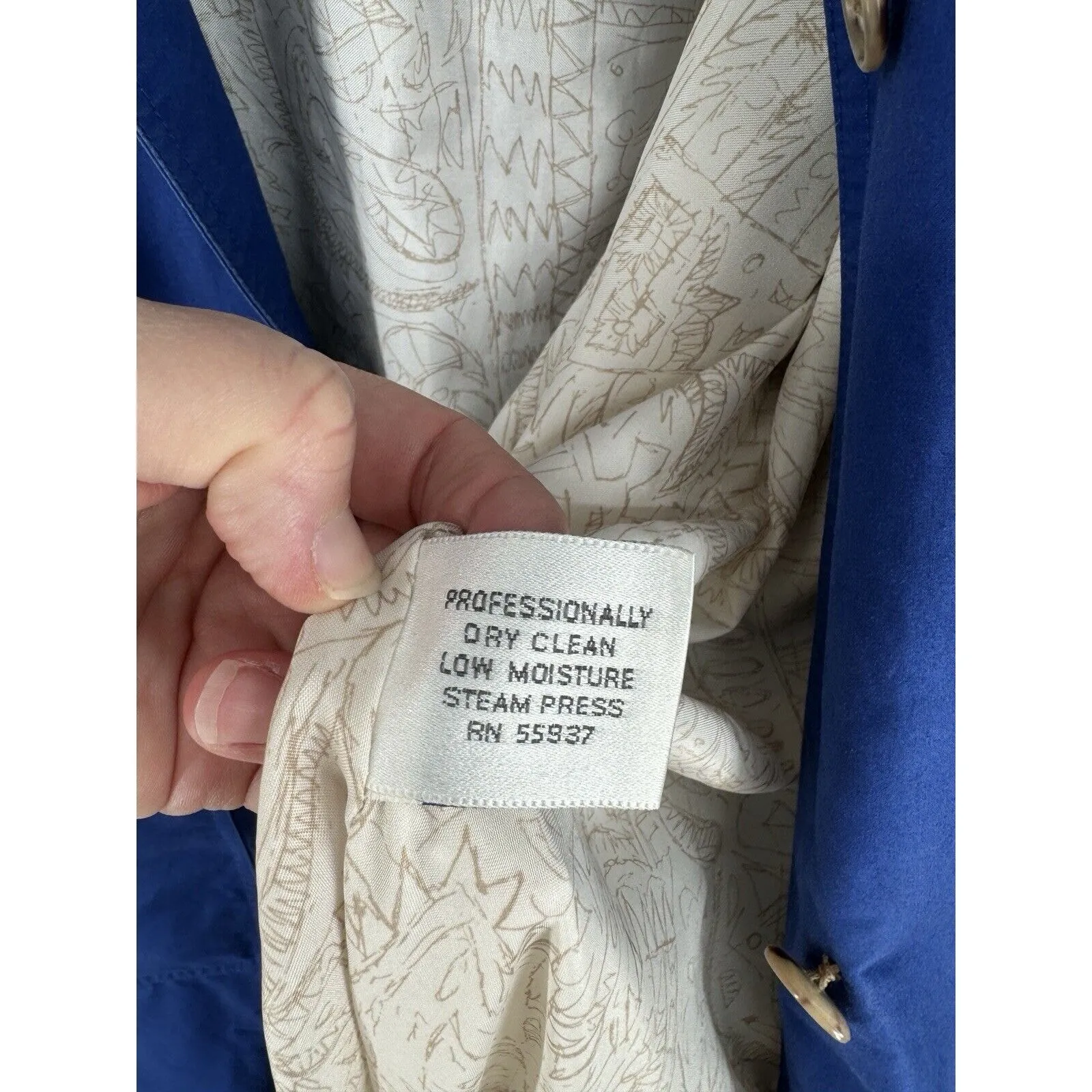 Vintage Jones Of New York Royal Blue Long Chore Coat Trench Made In‎ The USA - Image 7