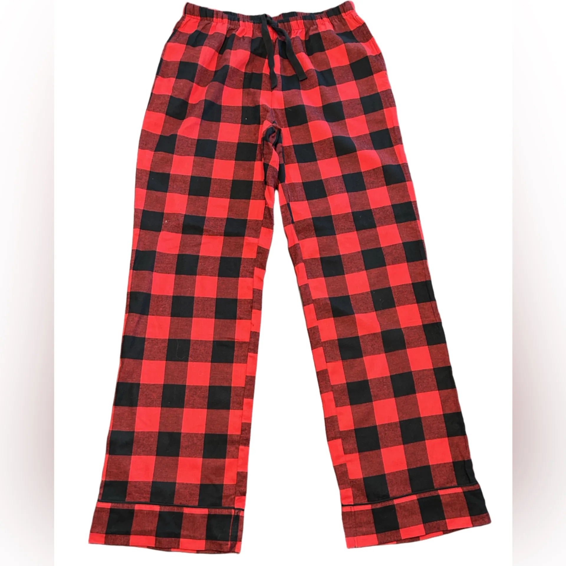Warm soft cozy lumberjack chic red black buffalo plaid flannel 2PC pajamas NWT S - Image 4