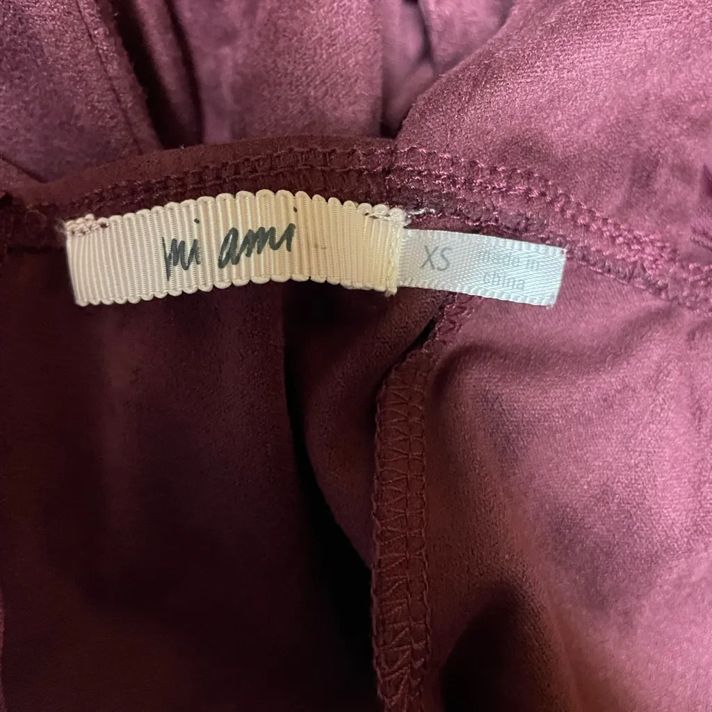 Miami Burgandy Sheath Mini Dress Square Neck Cocktail Red Size XS - Image 4