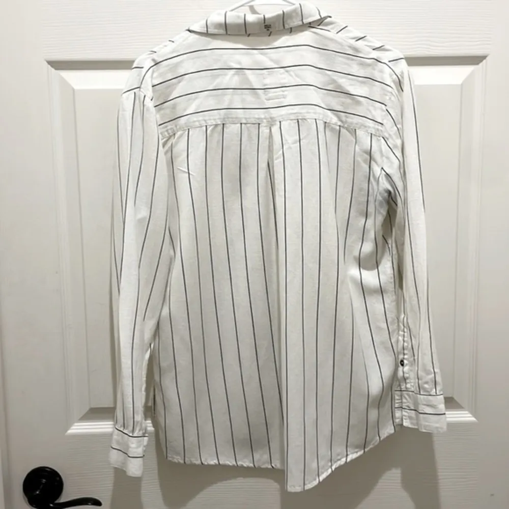 Billabong  White & Black Striped Long Sleeve Button Down Top - Image 2