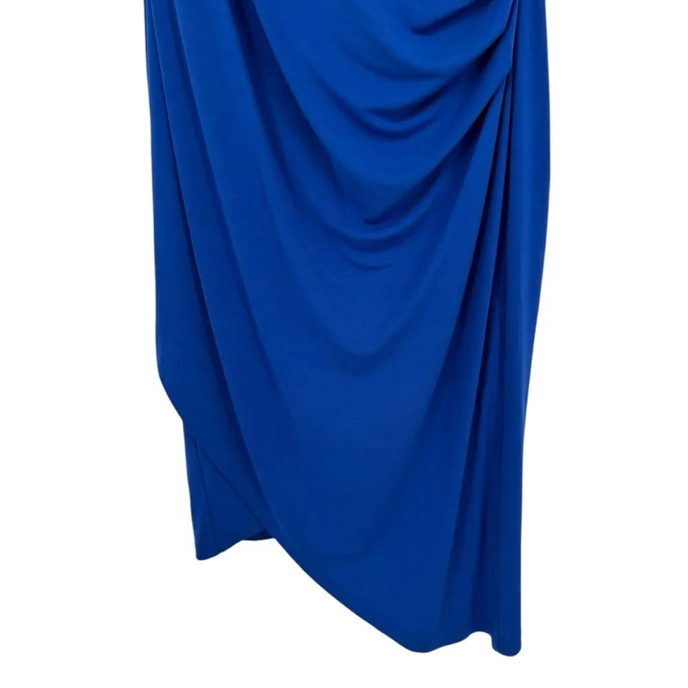 Nicole Miller Blue Stephanie Dress size 0X Sleeveless Stretch Faux Wrap - Image 5