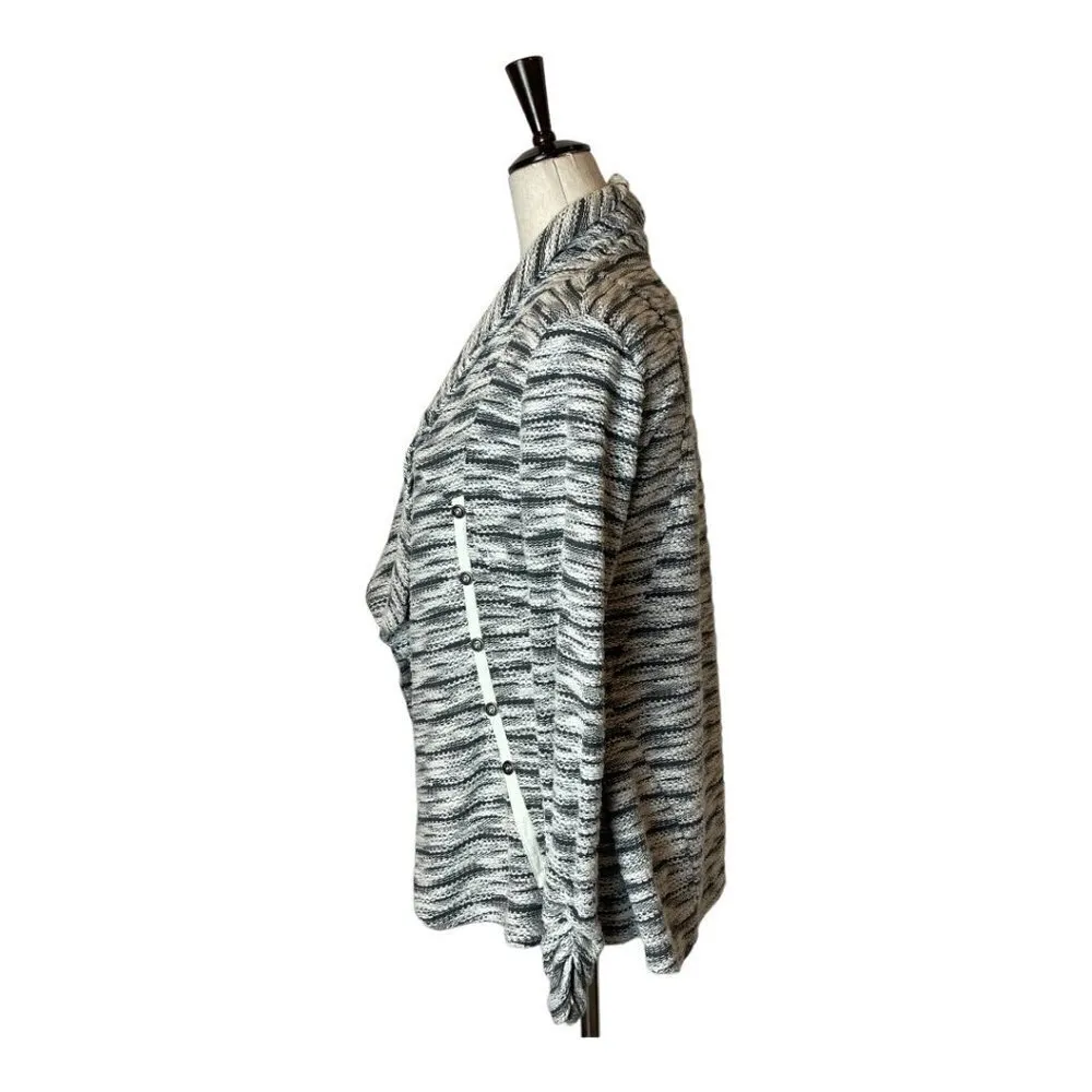 Saturday Sunday Black And White‎ Knit Shawl Collar Open Sweater Shacket Size S - Image 4