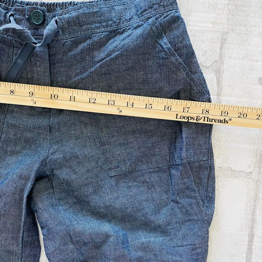NWOT NY & Co Blue Linen Blend Drawstring Elastic Waist Pant Comfortable Sz XS - Image 5