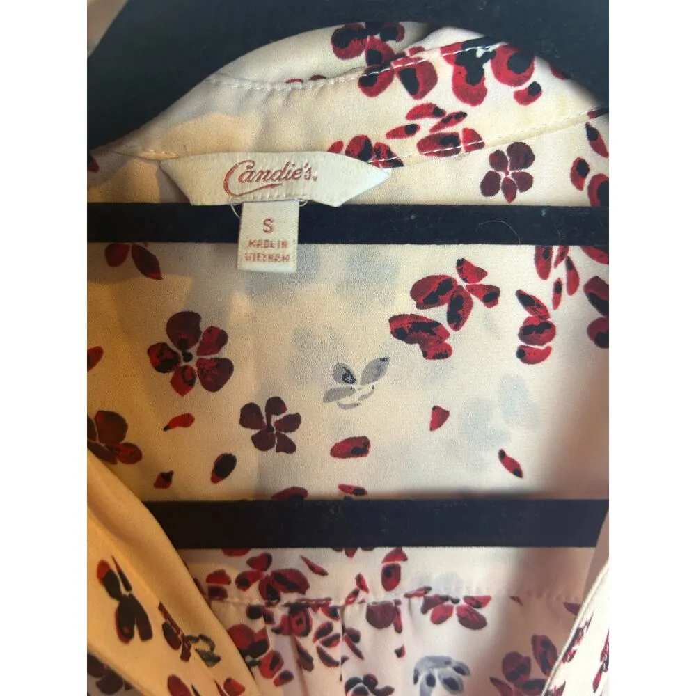 Candies Blouse Women Size Small Cherry Blossom Pink Cottage Core Boho - Image 3