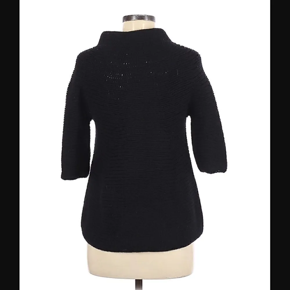 Vince Sweater S Wool Chunky Knit Mock Neck Black Button Down Warm Cozy Luxury - Image 5