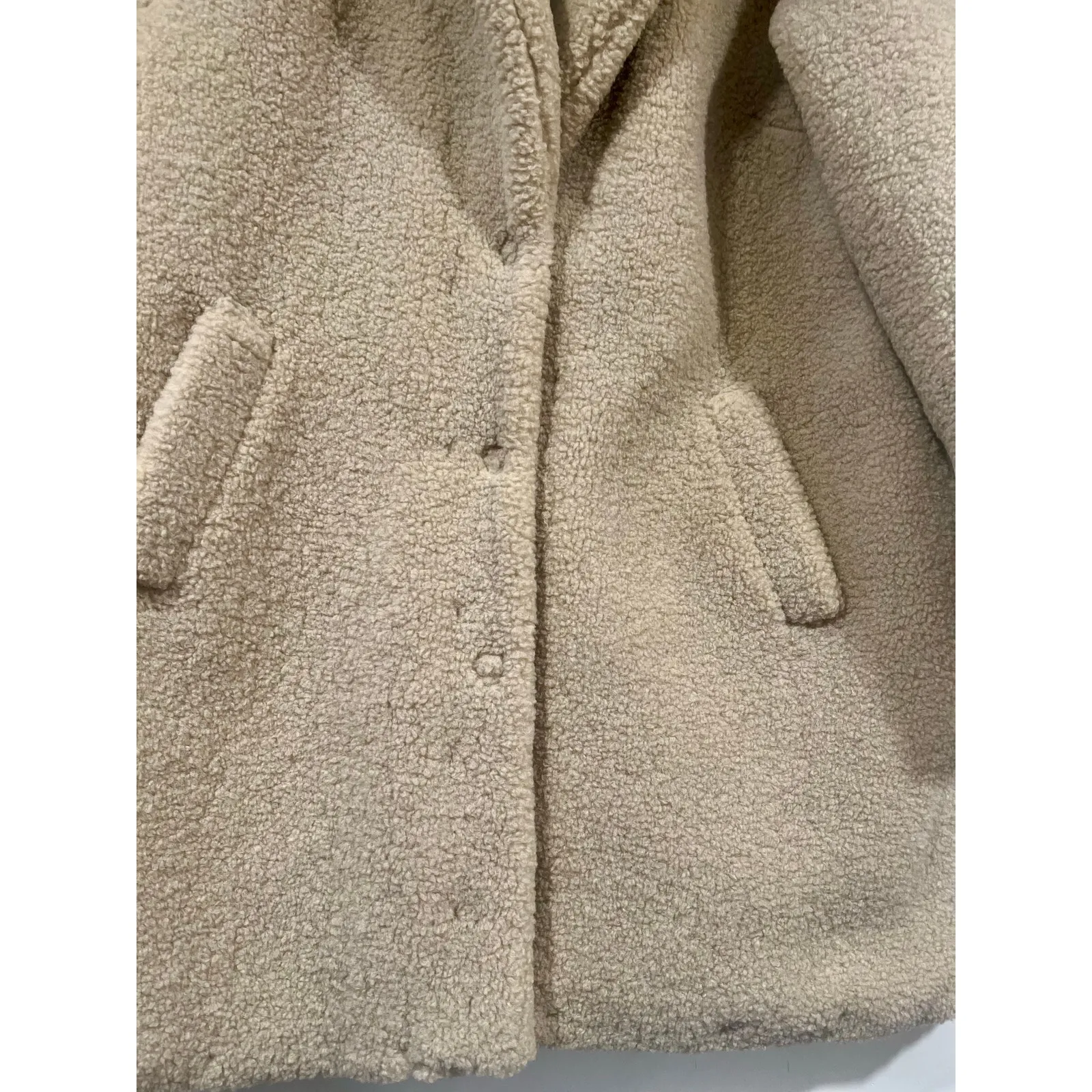 New Look Curves Camel Cozy Teddy Sherpa Long Coat Plus Size 16 Winter Beige - Image 6