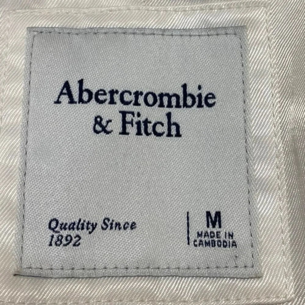 Abercrombie & Fitch Cream White Tweed Collar Long Sleeve Crop Blazer Jacket Sz M - Image 3