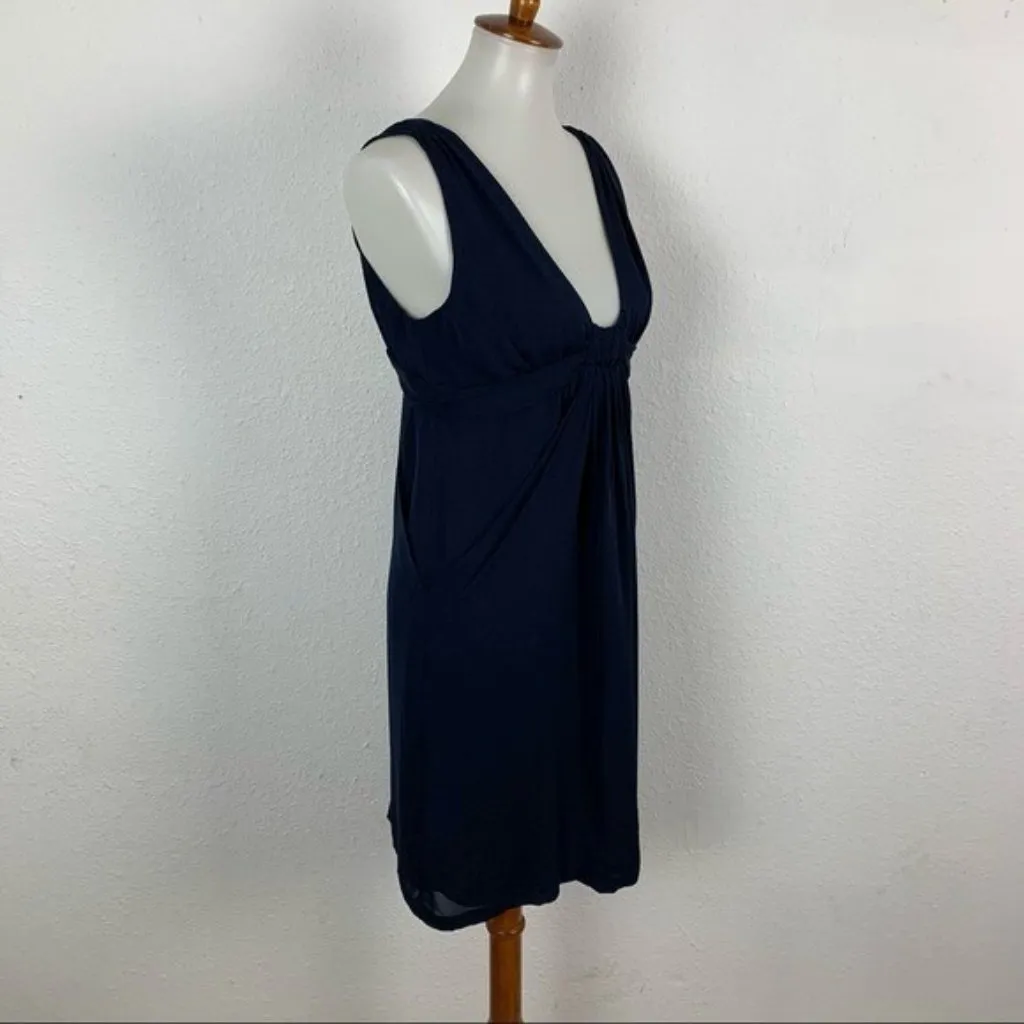Graham And Spencer 100% Silk Deep‎ V Neck Cocktail Party Dress Small Made In USA Blue - Image 4