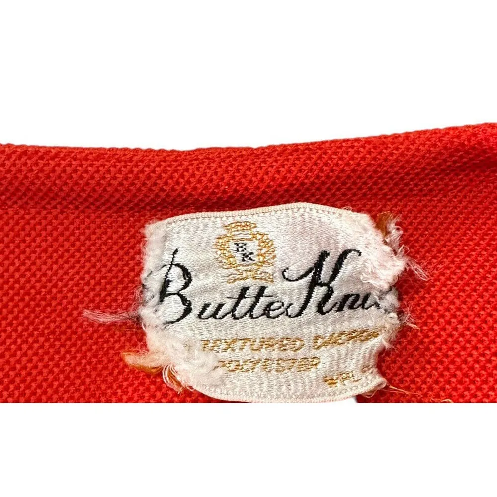 Vtg Butte Knit Womens 2 Piece Red Suit Jacket Pleated Skirt Size S/M? Mod 60s - Image 9