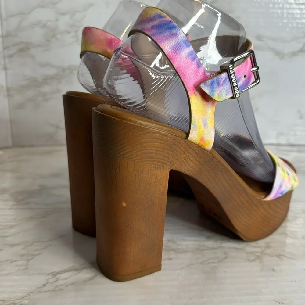 Gianni Bini Palmeera Tie-Dye Wood Platform heels size 8 cute festival party - Image 5