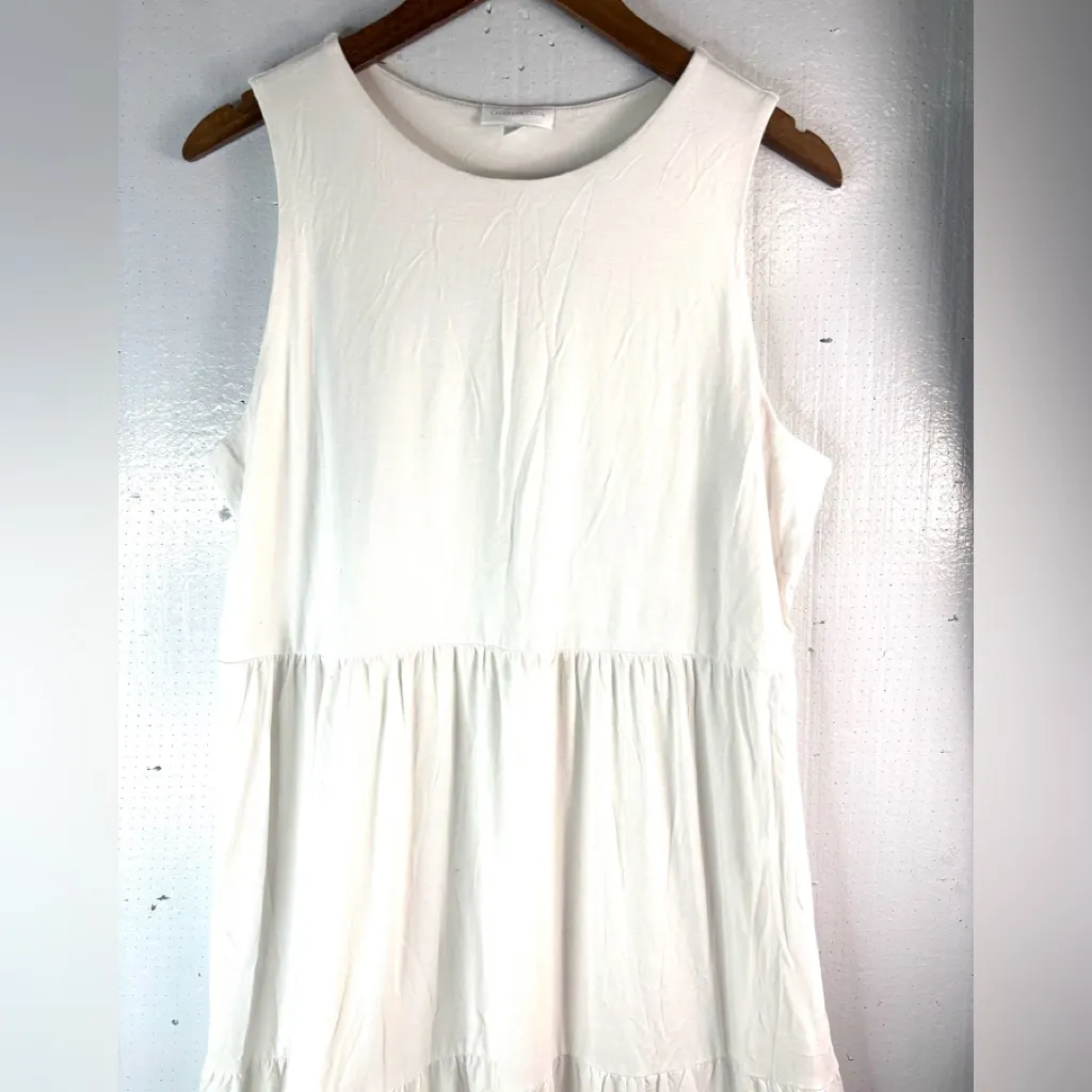 Charter Club XL Tiered Eyelet Sleeveless Classic White Dress - Image 3