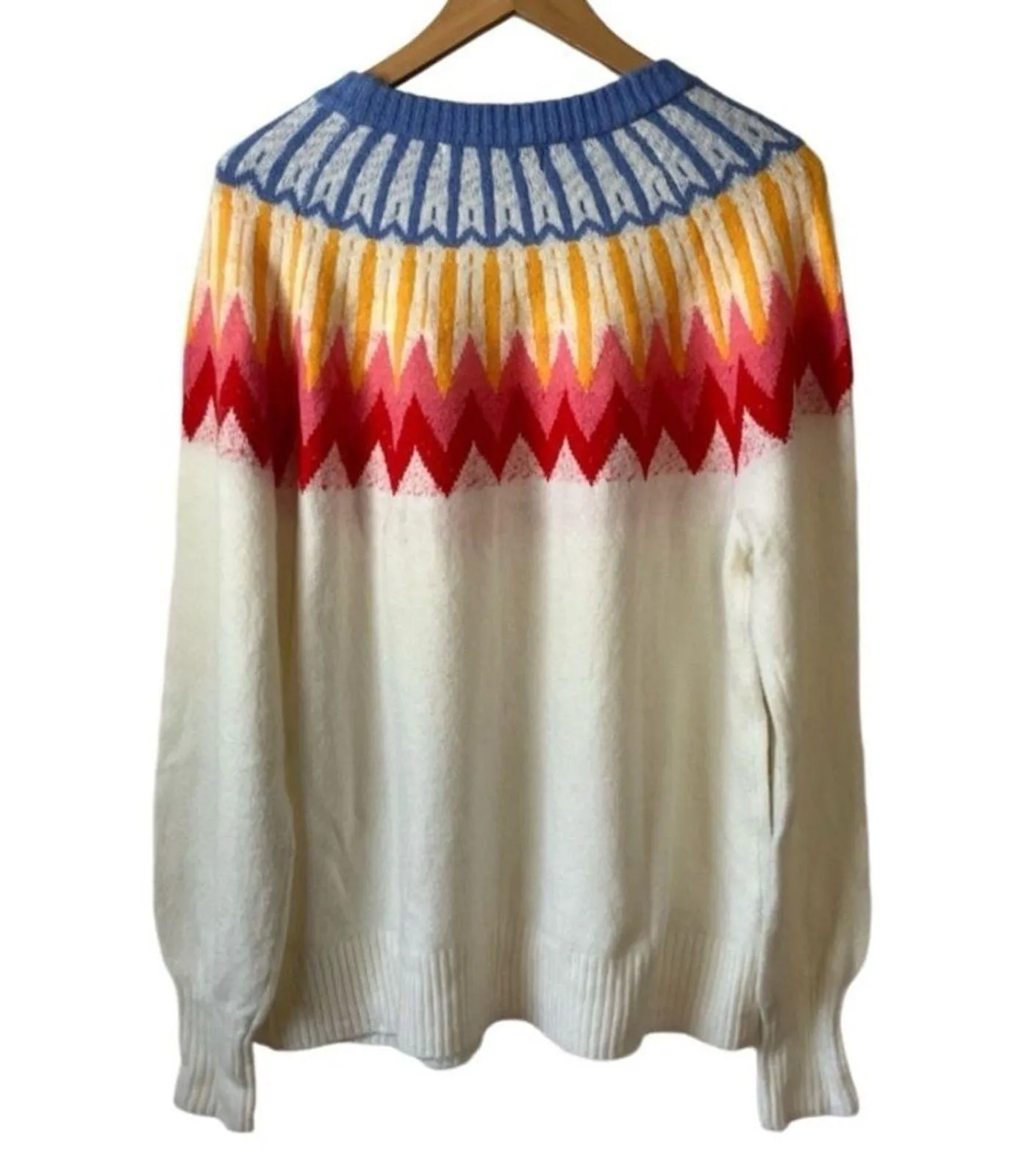 FRENCH CONNECTION Fair Isle Sweater in Ivory / Multi Size XXL Brand New MSRP $88 - Image 7