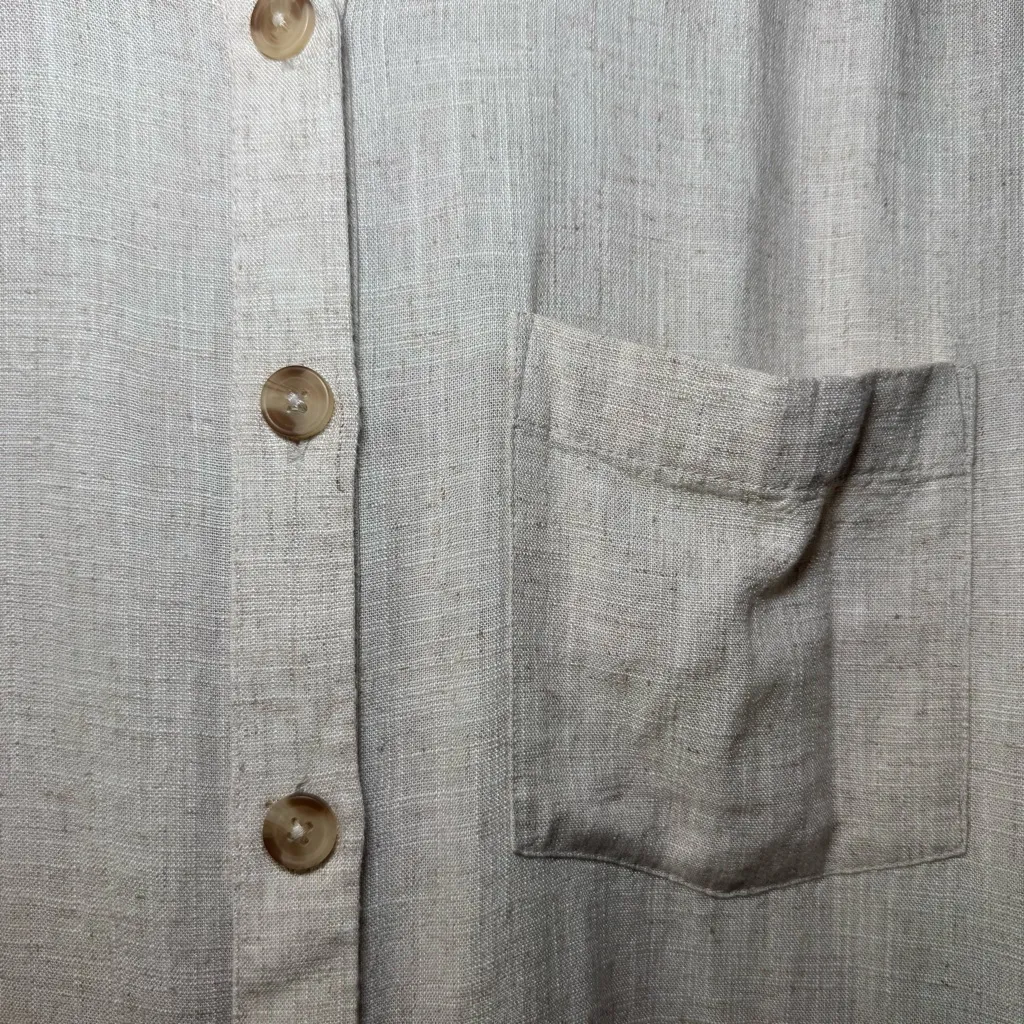 Soft Surroundings Shirt Womens L Oatmeal Crinkle‎ Coastal Gran Lagenlook Cottage - Image 3