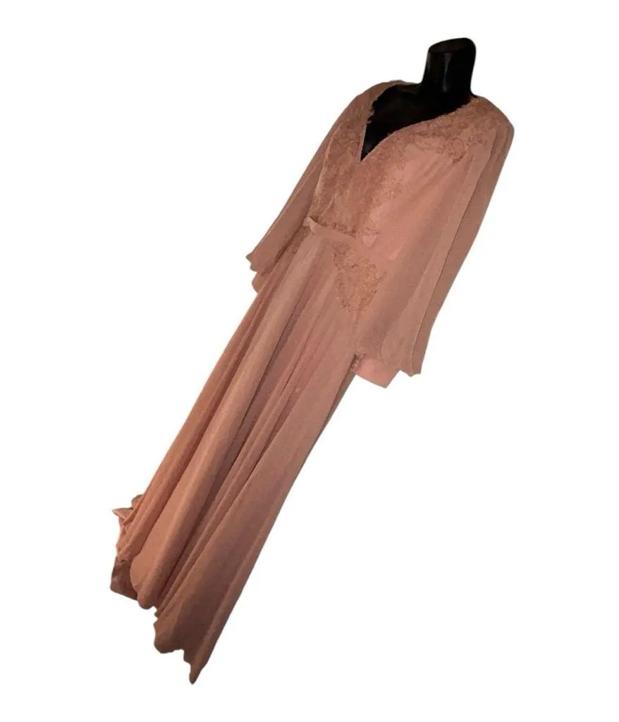 Chic Long Sleeve Peach Dress size large Formal Pink - Image 2