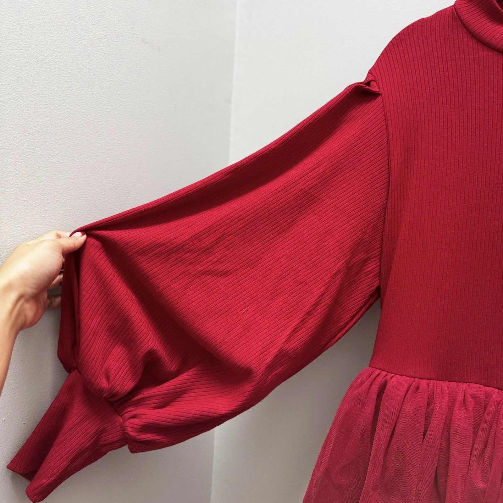 Ivy City Co Red Tier Tulle Party Dress Whimsical Modest Valentine L NWT READ Size L - Image 11