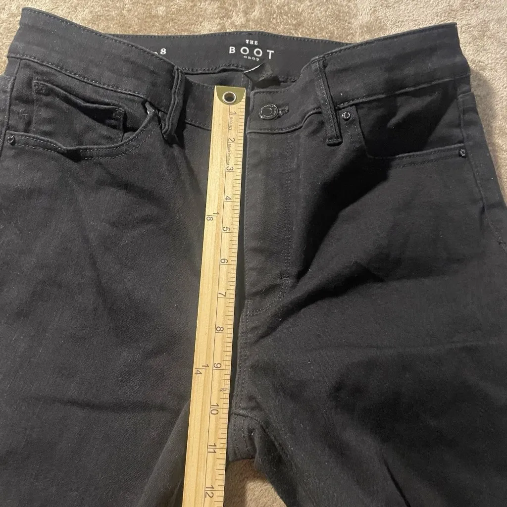 White House Black Market Jeans Womens 8 The Boot Crop Black Embroidered Rose - Image 8