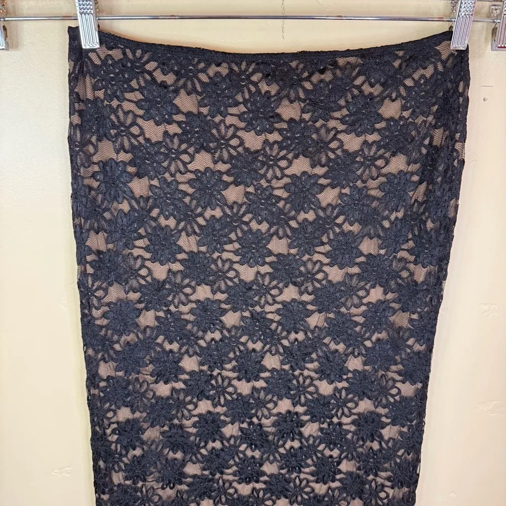 Meshki ELSKA Lace Maxi Skirt Size XL Pull On Formal Wear Black Lined Comfy - Image 8