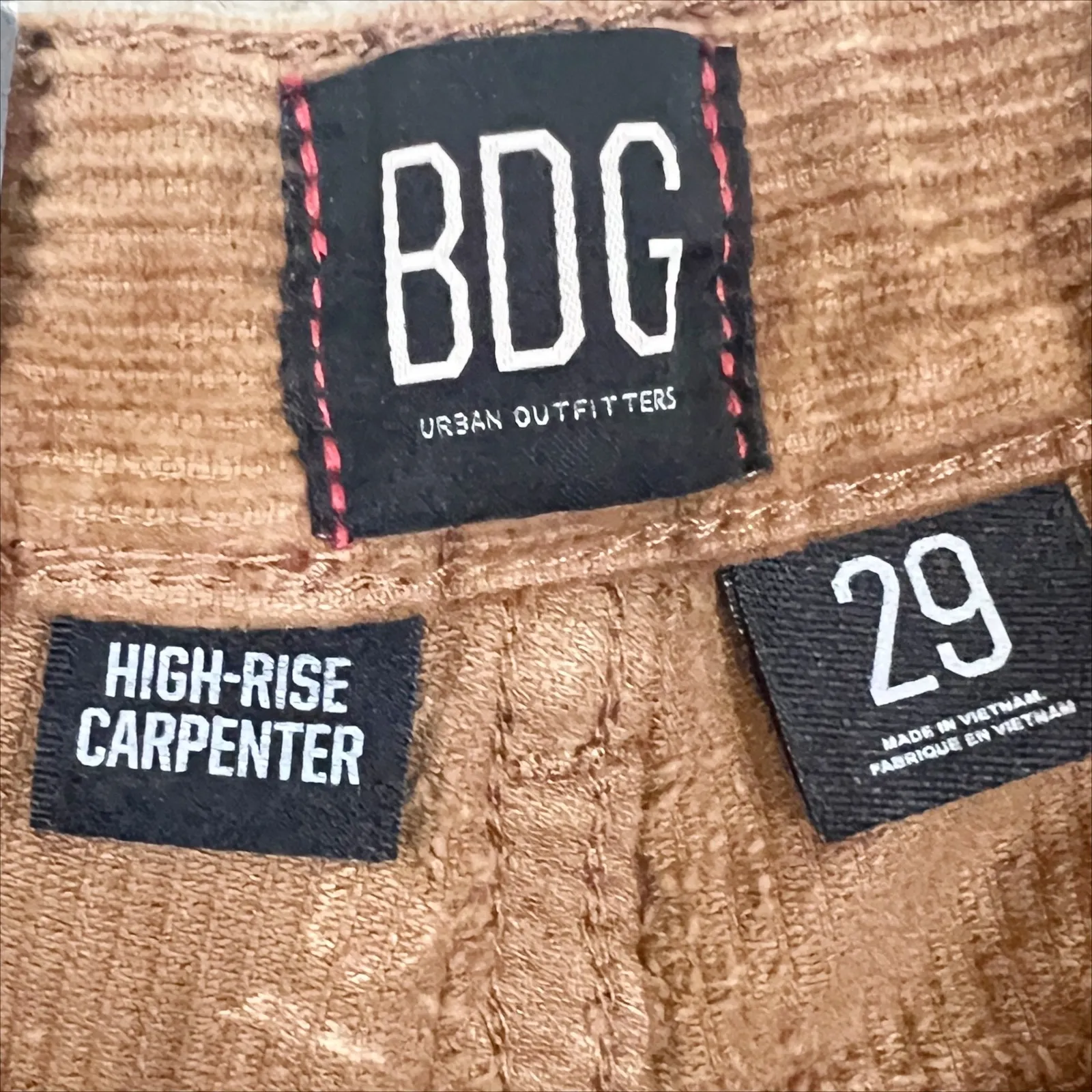 NWT Urban Outfitters BDG High Rise Carpenter Shorts Brown/Tan Corduroy Size 29 - Image 5