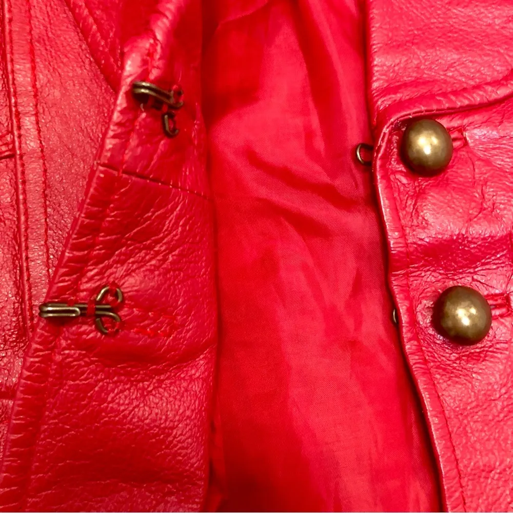 Vintage Bright Red Leather Jacket Steampunk Sergeant Pepper Prince M - Image 5