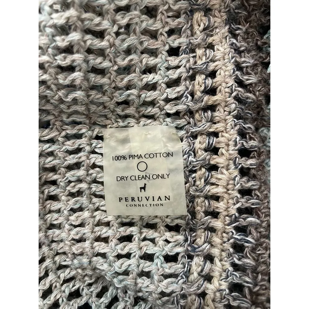 Peruvian Connection Size Small Sweater Cardigan Open Front Knit Pima Cotton - Image 7